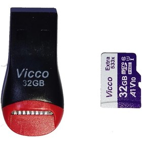 تصویر کارت حافظه microSDHC ویکو من مدل Extre533X کلاس 10 استاندارد UHS-I U1 سرعت 80MBps ظرفیت 32گیگابایت همراه کارت خوان 