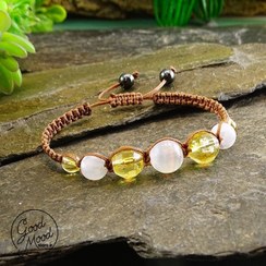 تصویر دستبند بافت سنگ طبیعی سیترین و سلنایت Citrine and Selenite bracelet