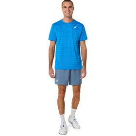 تصویر تی شرت تنیس مردانه اسیکس Asics Court Stripe SS Top- آبی 