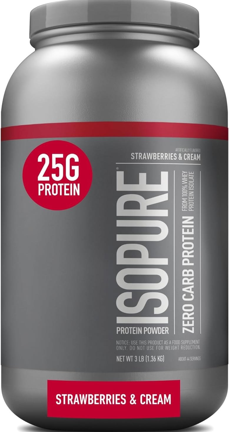 Isopure Zero Carb Whey Protein Isolate Powder With Vitamin C amp Zinc For Immune Support 25G Protein amp Keto Friendly Strawberries amp Cream 3 Lbs 41 Servings 1.36