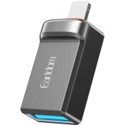 تصویر مبدل اوتی‌جی آیفون یواس‌بی به لایتنینگ ارلدام ET-OT86L خاکستری کابل تبدیل USB به لایتینگ USB For Lightning