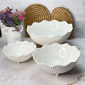 تصویر کاسه گرد سه پایه جنس سرامیک فر و مایکروفری