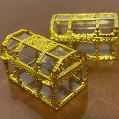 تصویر جا جواهراتی پلاستیکی طرح صندوقچه - طلایی 
