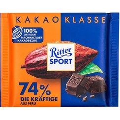 تصویر شکلات تخته ای تلخ 74 درصد ریتر اسپرت (Ritter SPORT) 100 گرمی شکلات و فرآورده های کاکائویی ریتر اسپرت 100 گرم