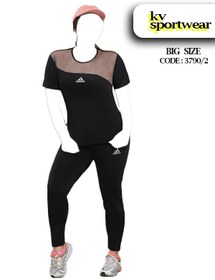 تصویر ست تیشرت شلوار سایز بزرگ زنانه adidas کد 002 Adidas large size women tshirt and pants code 002