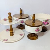 تصویر سرویس پذیرایی چوب و سرامیک ۴ تیکه 