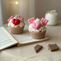 تصویر شمع کاپ کیک - قلب Cupcake candles