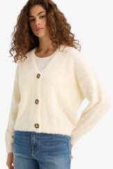 تصویر ژاکت زنانه بژ دفکتو 