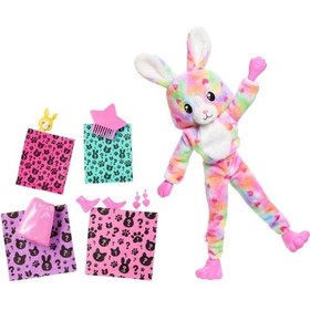 تصویر عروسک باربی کاتی رنگی با خرگوش و 10 سورپرایز برند barbie Barbie Cutie Color Reveal Bunny Doll with 10 Surprises