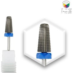 تصویر سر سوهان الماسه ناخن ولکانو کاجی سر گرد نوار آبی 