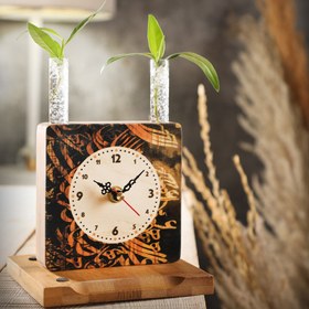 تصویر گلدان چوبی طرح سیاه مشق 