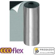 تصویر عایق الاستومری رولی با ضخامت 13 میلیمتر پشت چسبدار مسلح با روکش آلومینیوم 130 میکرون اکوفلکس 