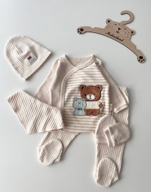 تصویر ست ۵تیکه تدی راه راه ترک 