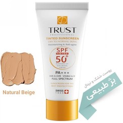 تصویر ضدآفتاب رنگدار آبرسان و ضد پیری پوست خشک تا نرمال تراست SPF50 