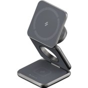 تصویر استند شارژ بیسیم چند کاره آدام المنتس مدل Mag 3 Adam-elements 3 in 1 Foldable Wireless Charging Station Mag 3