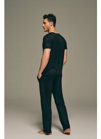 تصویر شلوار مدول پایه مردانه مشکی برند syah Black Men's Basic Modal Trousers