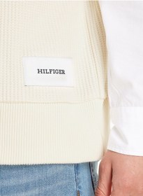 تصویر سویشرت یقه V با طرح مونوگرام برند Tommy Hilfiger Monogram V-Neck Sweater