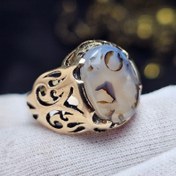 تصویر انگشتر طلا روس سنگ عقیق شجر معدنی قائن کد 37533 