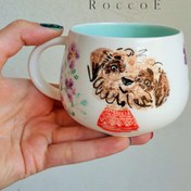 تصویر فنجون سرامیکی دستساز طرح سگ Handmade ceramic cup dog design