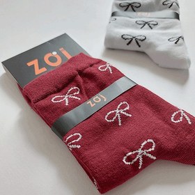 تصویر جوراب نیم ساق مدل پاپیون کد : 2618 