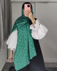 تصویر شال نخی زنانه سبز برگ ریز 