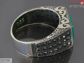 تصویر انگشتر نقره عقیق سبز مردانه مدل ایمان کد 62396 ا Green agate silver ring, Iman model Green agate silver ring, Iman model