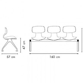 تصویر صندلی انتظار سه نفره نظری مدل یوگو کد 402 
