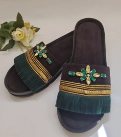 تصویر صندل طبی زنانه جواهردوزی جنس سوئیت مدل چیچک کد۰۴ - مشکی / ۳۸ / چیچک Sandal javaherdozi