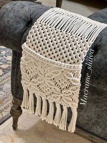 تصویر جا کنترلی مکرومه طرح گلبرگ رنگ نسکافه ای ابعاد ۸۰ در ۳۰ 