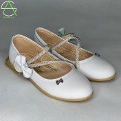 تصویر کفش مجلسی دخترانه نیلا بند نگینی با کفی فوم 