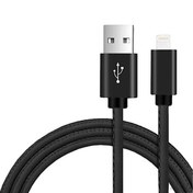 تصویر کابل چرمی 2 متری آیفون با شارژ سریع و دیتا JLW 