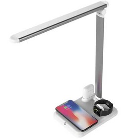 تصویر چراغ مطالعه به همراه شارژر وایرلس آیفون ، اپل واچ و ایرپاد 4in 1 LED Desk Lamp with Wireless Charger