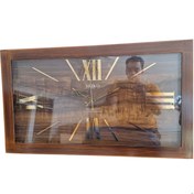 تصویر ساعت دیواری مستطیل سیکو چوبی قهوه ای 80×50 | قهوه‌ای اعداد رومی Large 80 cm Wood Round Clock