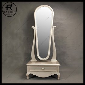 تصویر آینه قدی چوبی کشودار مدل دلوین 