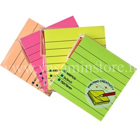 تصویر کاغذ یادداشت لبه چسب خط دار sticky notes GS04 