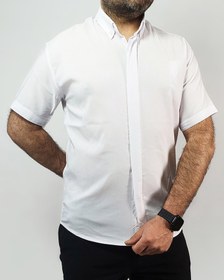 تصویر پیراهن مردانه آستین کوتاه سفید ساده مدل 1488 