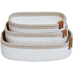 تصویر سبد آشپزخانه قیطان دوزی شده مدل M94 مجموعه ۳ عددی 