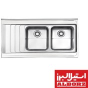 تصویر سینک دو لگنه فانتزی استیل البرز مدل 734 روکار Steel Alborz Model 734 Type Sit-on Sink