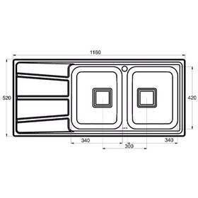 تصویر سینک توکار آلتون 116*52 کد ST1161 ALTON
