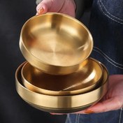 تصویر کاسه دو جداره استیل طلایی - قطر۲۰سانت 
