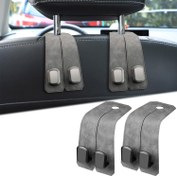 تصویر قلاب مخفی تکیه‌سری صندلی ماشین Moonmen 2 in 1 - ارسال 20 روز کاری Moonmen 2 in 1 Car Seat Headrest Hidden Hook, Leather Car Purse Hanger Holder for Bags, Car Organizers and Storage Accessories (Grey)