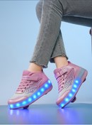 تصویر کتانی اسکیتی طرح پر سایز ۳۲ صورتی 