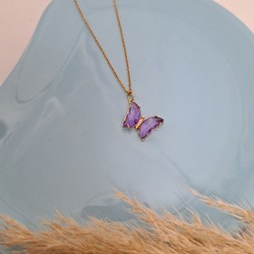 تصویر گردنبند پروانه کریستالی 