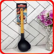 تصویر ملاقه سیلیکونی شنگیا | ملاقه مقاوم با دسته طرح چوب 