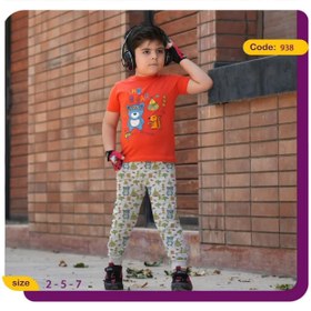 تصویر تیشرت شلوار پسرانه طرح خرس کد 938 Boys' t-shirt with bear design 938