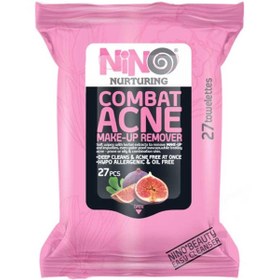 تصویر دستمال مرطوب پاک کننده آرایش پوست نینو 27 عددی - Combat Acne Nino Make-Up Remover