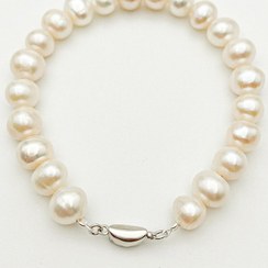 تصویر دستبند مروارید اصل پرورشی ۸ میلیمتر سفید 8mm freshwater pearl bracelet