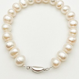 تصویر دستبند مروارید اصل پرورشی ۸ میلیمتر سفید 8mm freshwater pearl bracelet