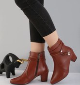 تصویر نیم بوت زنانه چرم مدل 2203 رنگ مشکی 