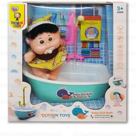 تصویر وان حمام پمپاژ آب دار بهمراه عروسک بچه تپلی 